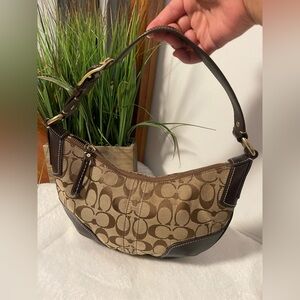 Coach Tan and Brown Signature Shoulder Bag